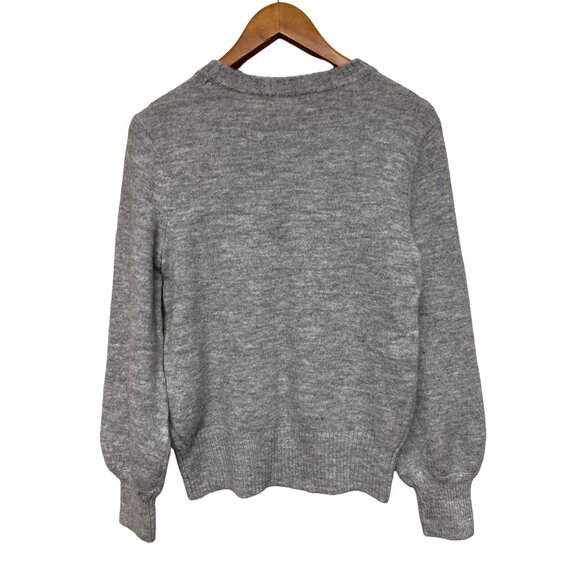 Crown & Ivy Women's Sweater Heather Grey Sequin Long Sleeve Petite Medium PM NEW - Picture 2 of 8